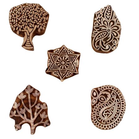 Set of 5 Piece New Mix Wooden Printing Blocks